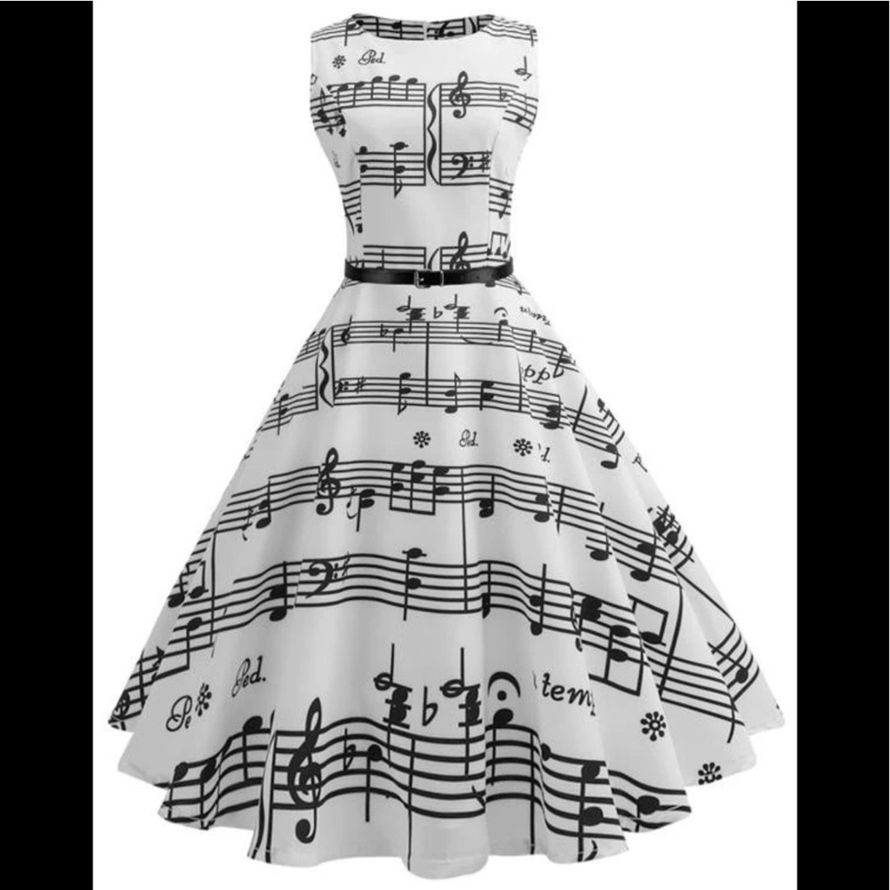 1950s Style Music Note Swing Dress